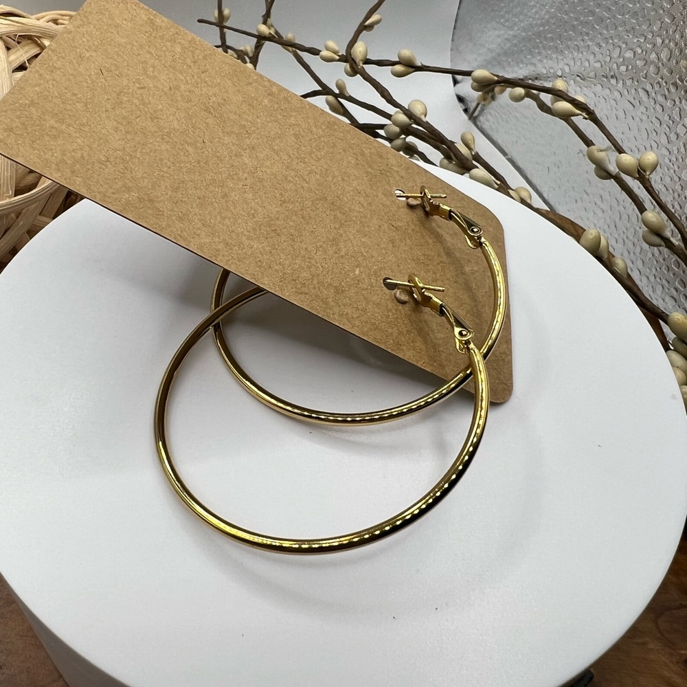 Classic Gold‎ Tone Hoop Earrings NEW